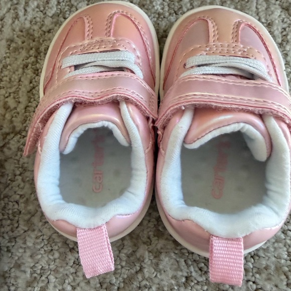 Carter’s Pink iridescent baby girl sneakers. Size 2. - Picture 7 of 9